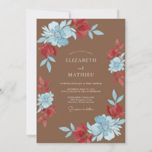 Taupe Azure Petal Wedding Invitation