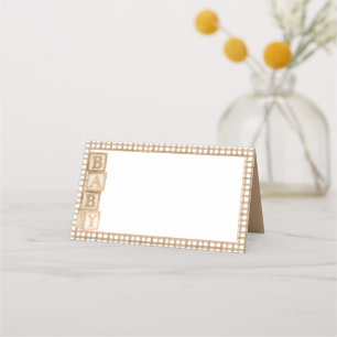 Taupe Baby Blocks Blank Food Labels & Place Cards