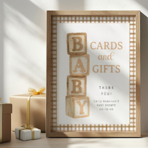 Taupe Baby Blocks Cards and Gifts Baby Shower Sign