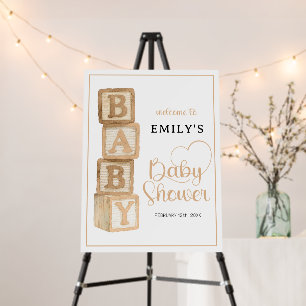 Taupe Baby Blocks Welcome Baby Shower Sign