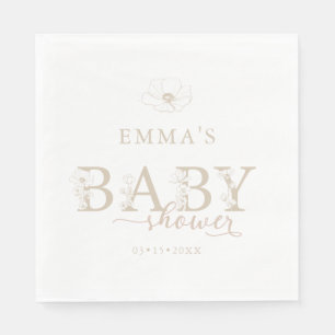 Taupe Baby Shower   Elegant Wildflower Floral Napkins