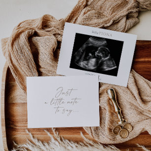 Taupe Baby Ultrasound Photo Announcement Card