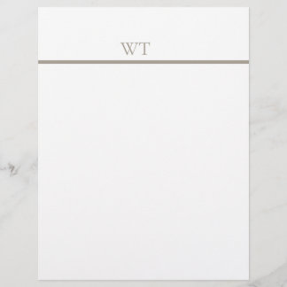 Taupe Bar Monogram Personalized Letterhead