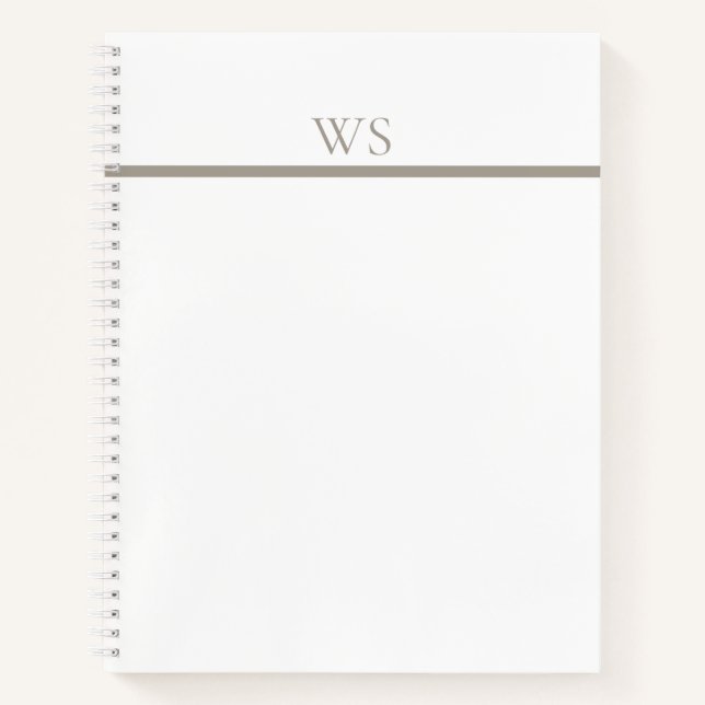 Taupe Bar Monogram Personalized Notebook (Front)