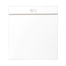 Taupe Bar Monogram Personalized Notepad