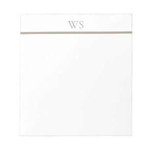 Taupe Bar Monogram Personalized Notepad