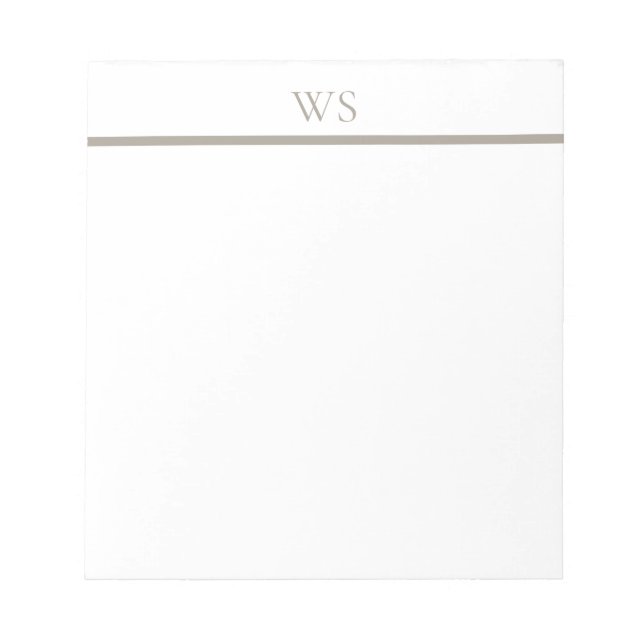 Taupe Bar Monogram Personalized Notepad (Front)