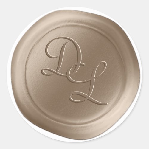 Taupe Beige 2 Letter Monogram Wax Seal Stickers