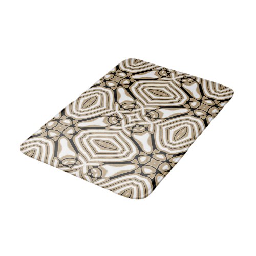 Taupe Beige Brown Black White Orient Art Pattern Bath Mat