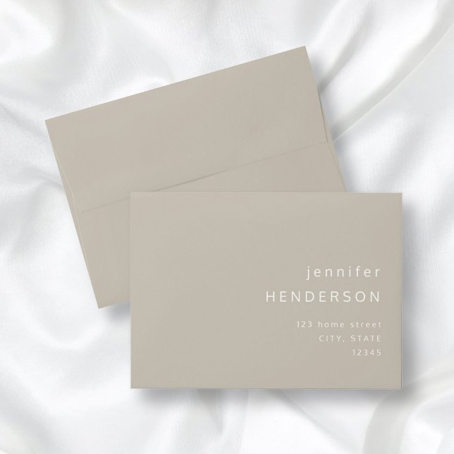 Taupe Beige Brown Simple Minimalist Typography Envelope (Creator Uploaded)
