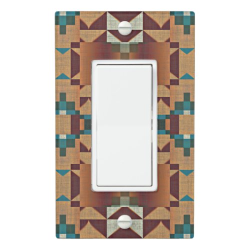 Taupe Beige Brown Teal Blue Green Tribal Art Light Switch Cover