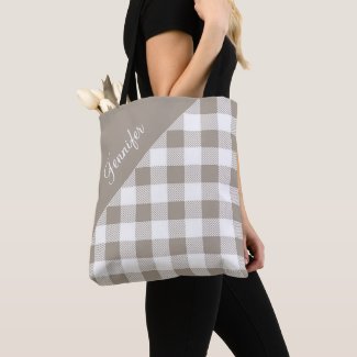Taupe Beige Buffalo Plaid Checked Pattern  