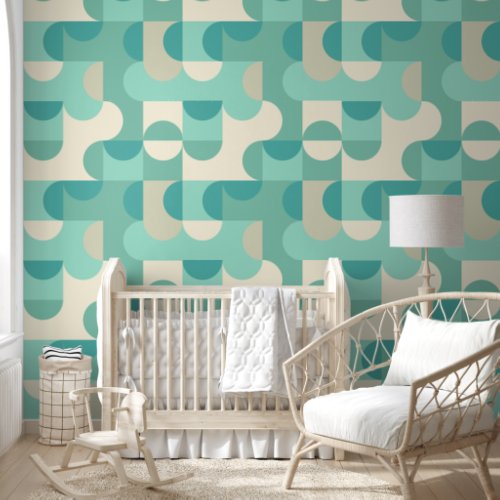Taupe Beige Ivory Teal Blue Mint Green Circles Wallpaper