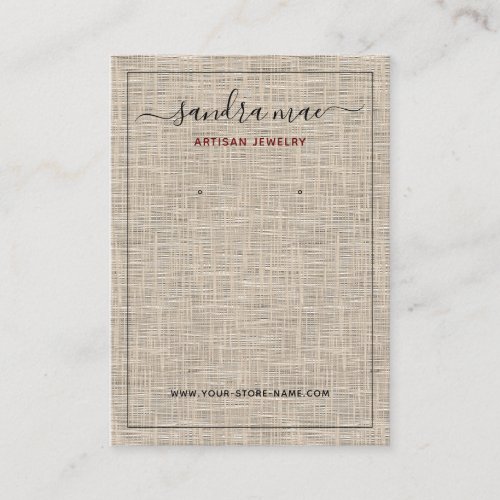 Taupe Beige Linen Texture Jewelry Display Card