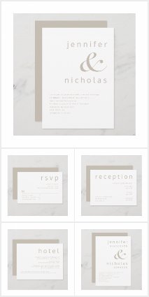 Taupe Beige Minimalist Typography Wedding Suite