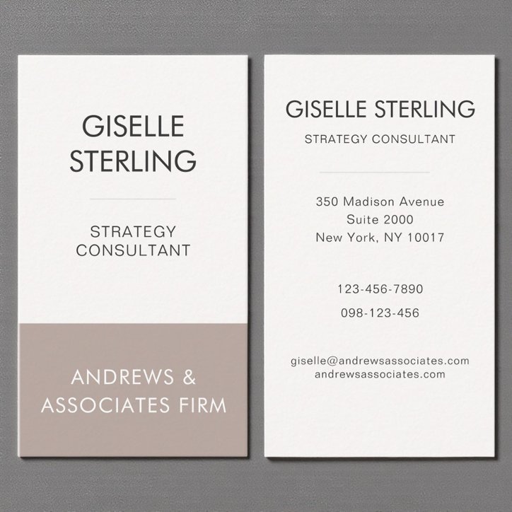 Taupe Beige Professional Corporate Modern Elegant Business Card