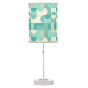 Taupe Beige Teal Blue Mint Green Circles Pattern Table Lamp