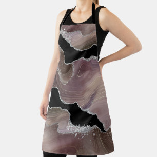 Taupe & Black Agate Silver Glitter Flattering Apro Apron