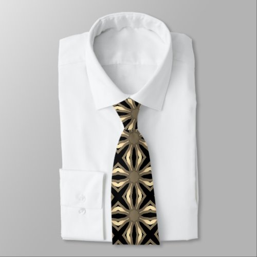 Taupe_black Graphic Pattern Smart_business Attire Neck Tie