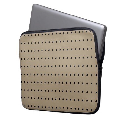 Taupe Black Polka Dots Pattern Laptop Sleeve