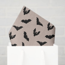 Taupe Black Spooky Bats Haunted Vintage Halloween