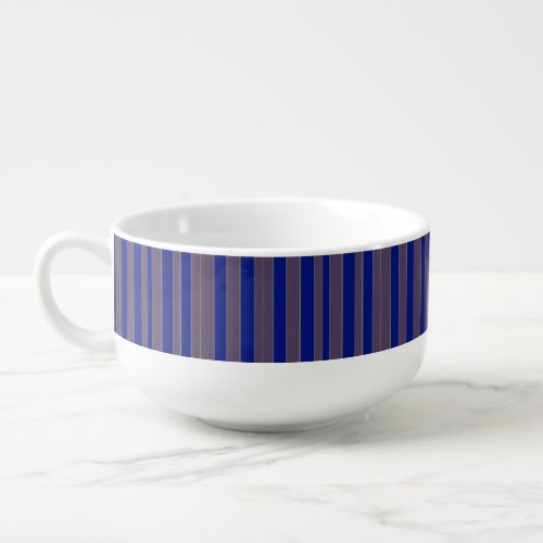 Taupe blue executive stripe 24 oz custom soup mug