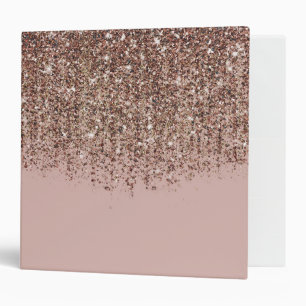 Taupe Blush Pink Bronze Rose Gold Glitter Glam 3 Ring Binder