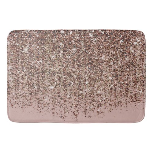 Taupe Blush Pink Rose Bronze Gold Glitter Glam Bath Mat