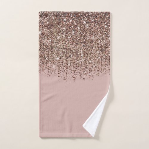 Taupe Blush Pink Rose Bronze Gold Glitter Glam Bath Towel Set