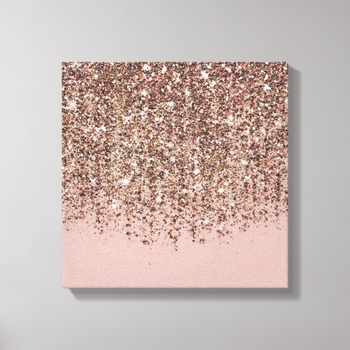Taupe Blush Pink Rose Bronze Gold Glitter Glam Canvas Print
