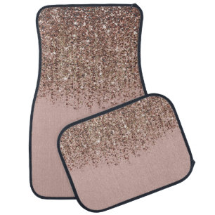 Taupe Blush Pink Rose Bronze Gold Glitter Glam Car Floor Mat