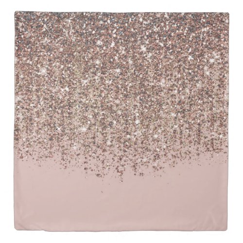 Taupe Blush Pink Rose Gold Bronze Glitter Cascade Duvet Cover