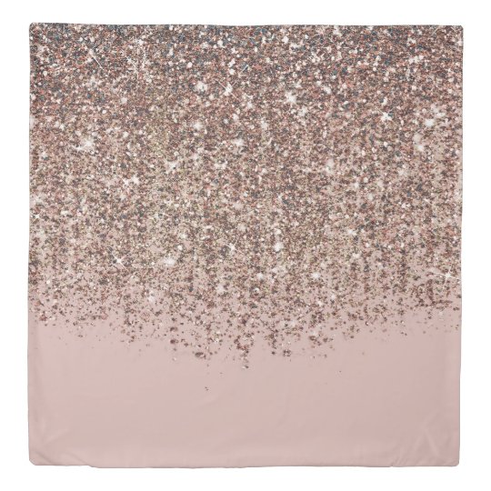 Taupe Blush Pink Rose Gold Bronze Glitter Cascade Duvet Cover