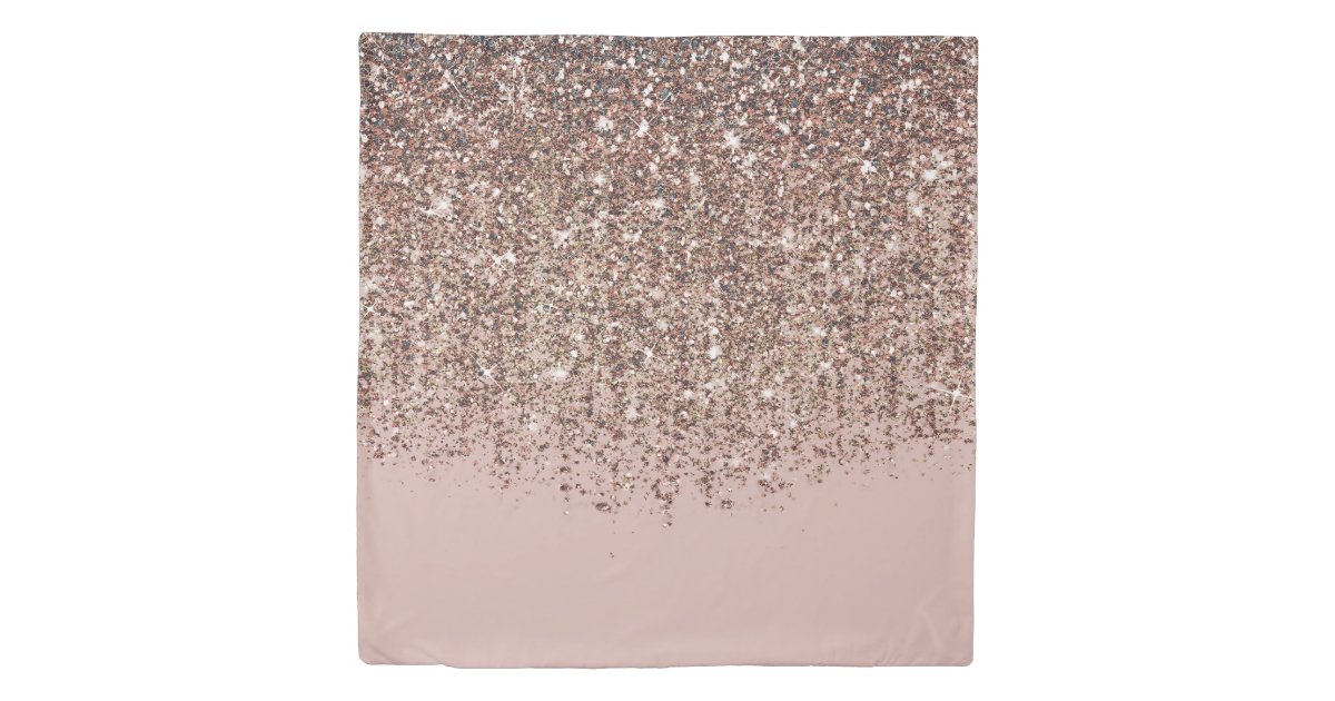 Taupe Blush Pink Rose Gold Bronze Glitter Cascade Duvet Cover