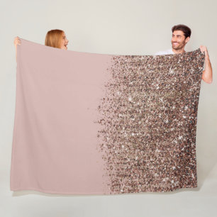 Taupe Blush Pink Rose Gold Bronze Glitter Cascade Fleece Blanket