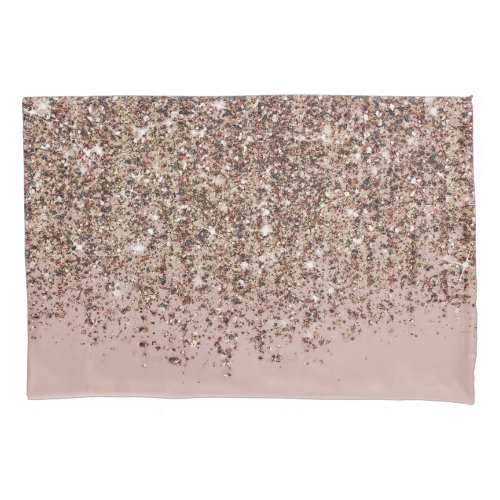 Taupe Blush Pink Rose Gold Bronze Glitter Cascade Pillow Case