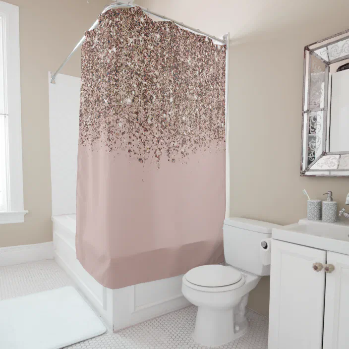 Taupe Blush Pink Rose Gold Bronze, Pink And Gold Shower Curtain