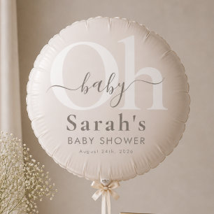 Taupe Boho Gender Neutral Oh Baby Shower Decor Balloon