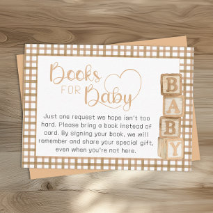 Taupe Books for Baby Card Baby Shower Insert
