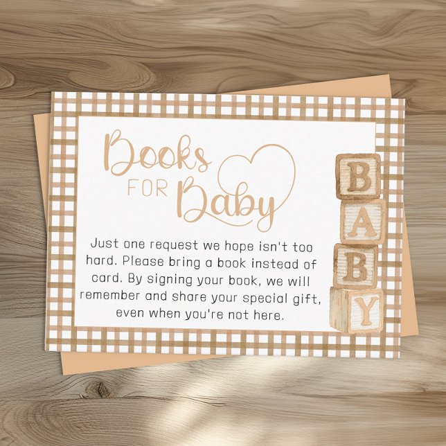 Taupe Books for Baby Card | Baby Shower Insert (Books for Baby Card)