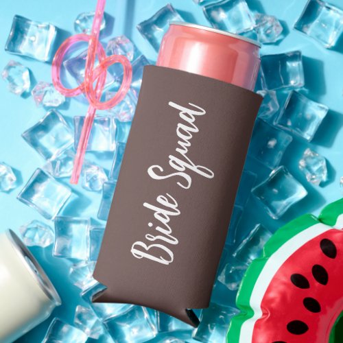 Taupe Bride Squad Bachelorette Party Seltzer Can Cooler