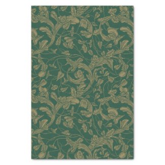 Taupe Brocade Design on Teal Tissue Paper