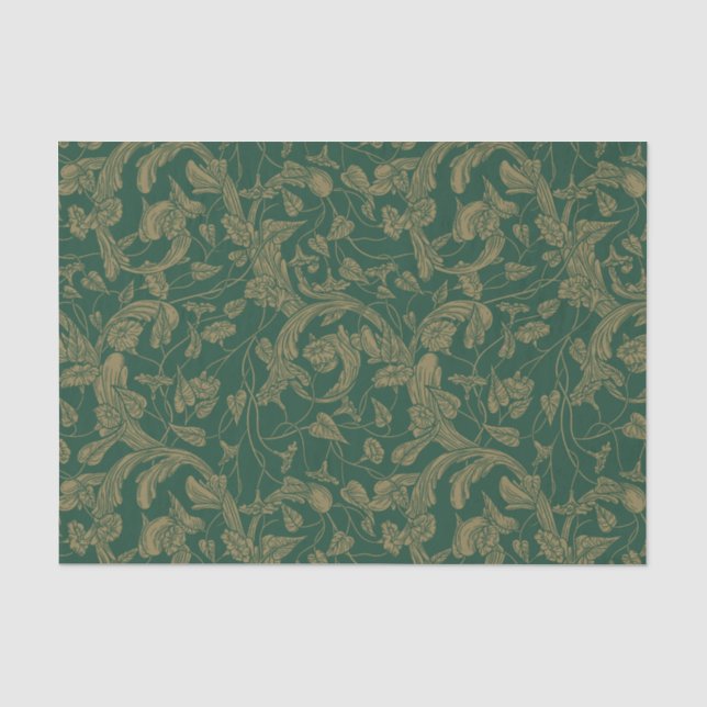 Taupe Brocade Design on Teal Tissue Paper (Front)