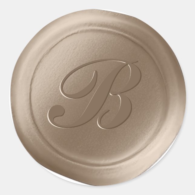 Taupe Brown 1 Letter Monogram Wax Seal Stickers (Front)
