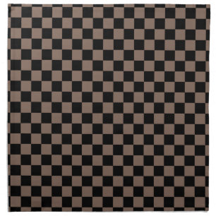 Taupe Brown and Black Checkerboard Squares Napkin