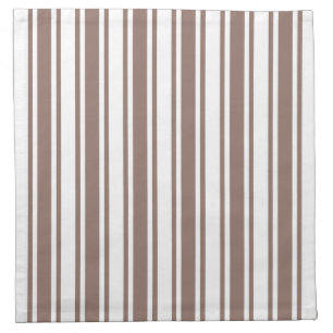 Taupe brown and white candy stripes cloth napkin