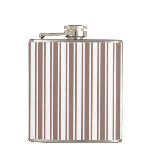 Taupe brown and white candy stripes flask