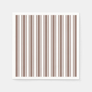 Taupe brown and white candy stripes napkins