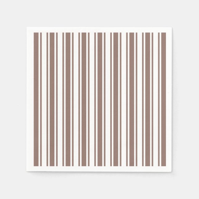 Taupe brown and white candy stripes napkins (Front)