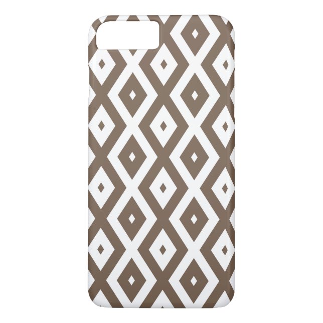 Taupe brown and white diamond pattern Case-Mate iPhone case (Back)
